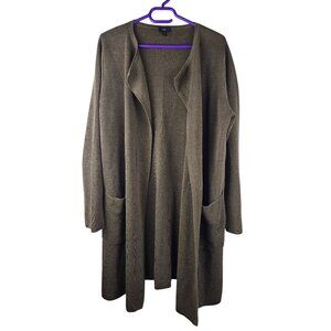 J. CREW JULIETTE COLLARLESS SWEATER-BLAZER IN LINEN BLEND OPEN FRONT CARDIGAN M